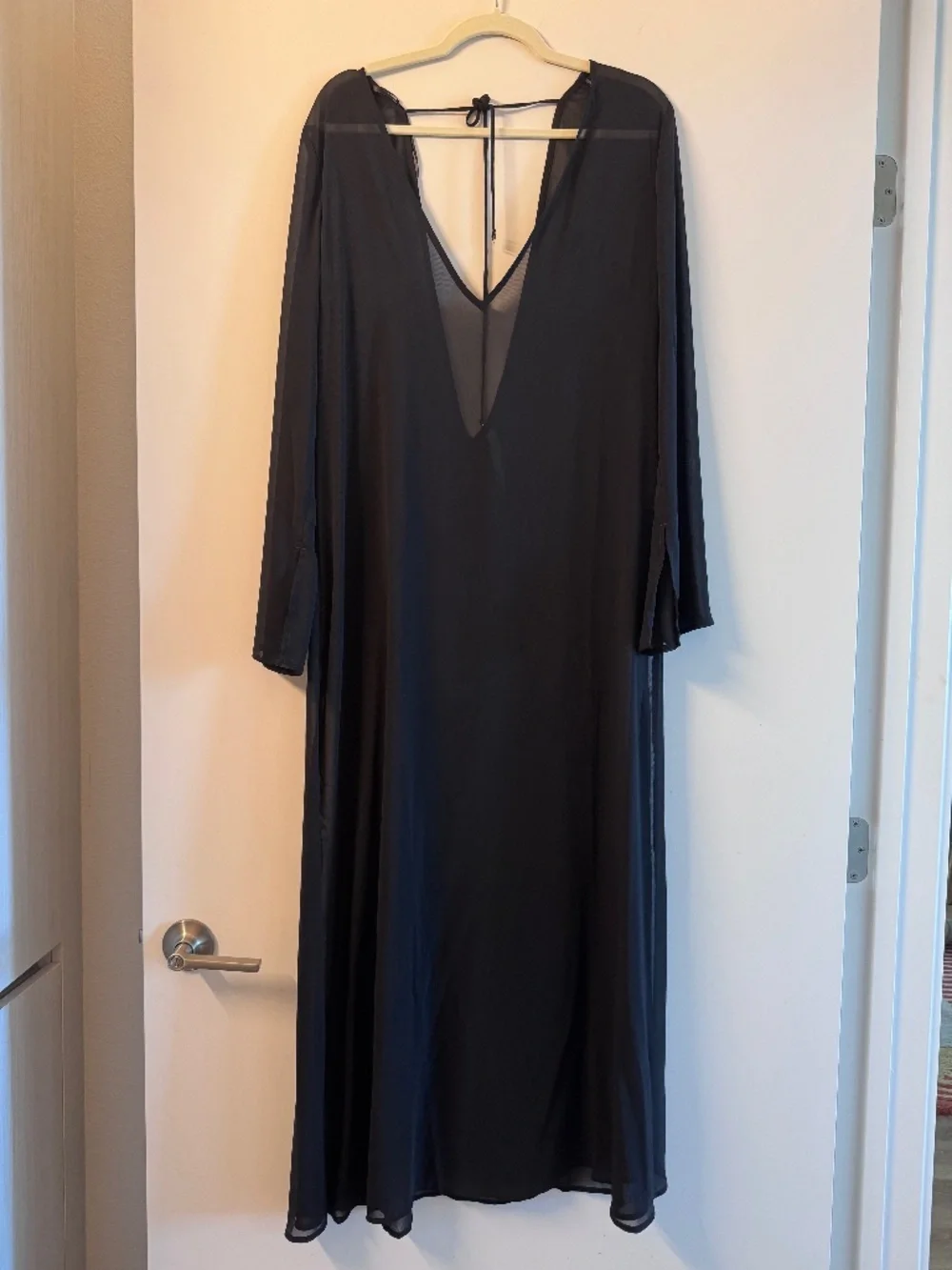 Victoria's Secret Swim Beachwear Sheer Crinkle Plunge Caftan Black